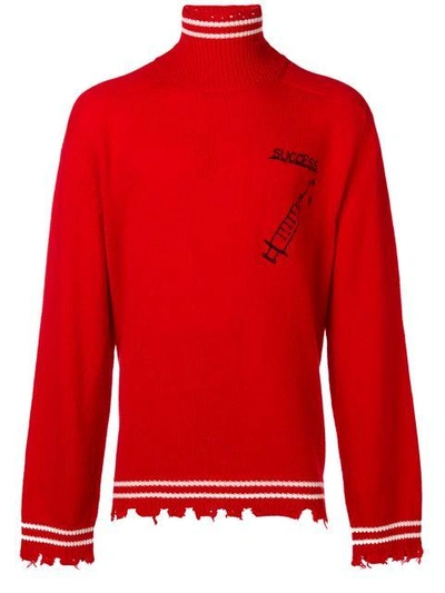 Shop Riccardo Comi Loose V-neck Sweater - Red