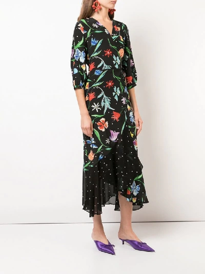 Shop Rixo London Floral Wrap Dress - Black