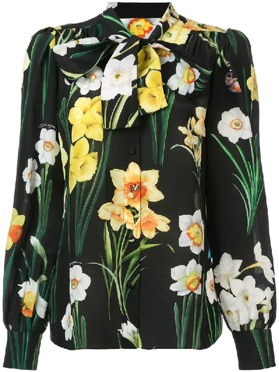 Shop Dolce & Gabbana Daffodil Printed Blouse - Black