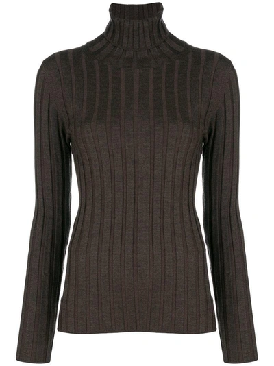 Shop Aspesi Ribbed Turtleneck Sweater - Brown