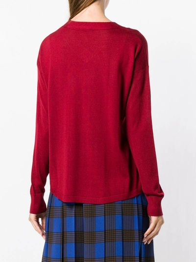 Shop Aspesi Fine Knit V-neck Sweater - Red