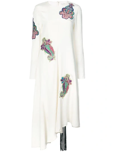 Shop Tibi Paisley Patch Asymmetric Dress - White