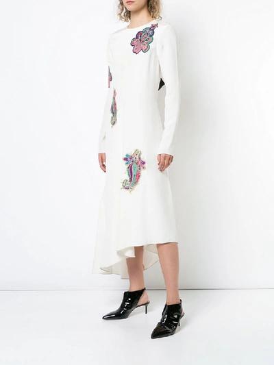 Shop Tibi Paisley Patch Asymmetric Dress - White