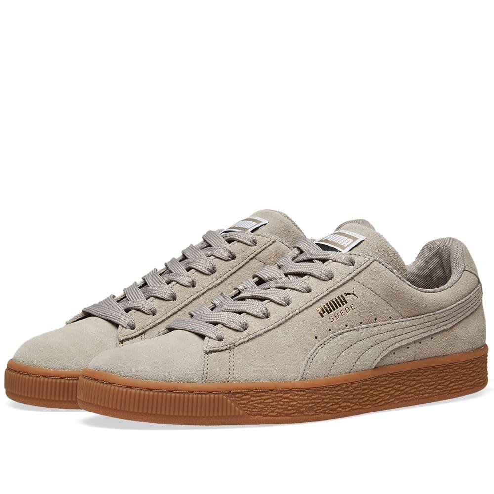 puma suede classic khaki green gum gold