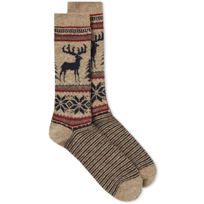 Shop Anonymous Ism Deer Snow Sock In Brown
