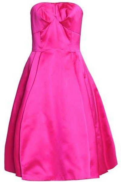 Shop Dolce & Gabbana Woman Strapless Silk-satin Dress Bright Pink