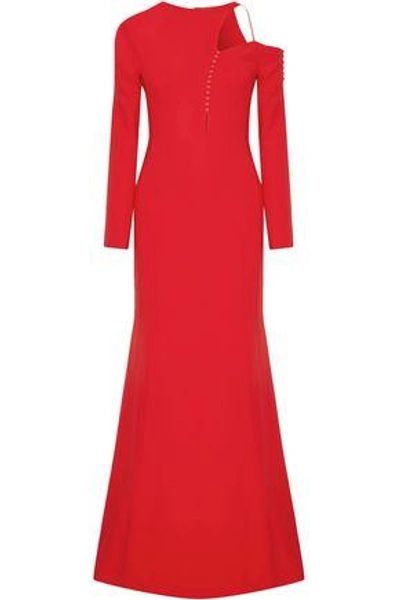 Shop Antonio Berardi Cutout Button-detailed Cady Gown In Red