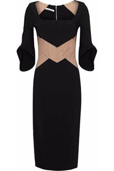 Shop Antonio Berardi Tulle-paneled Two-tone Crepe Dress In Black