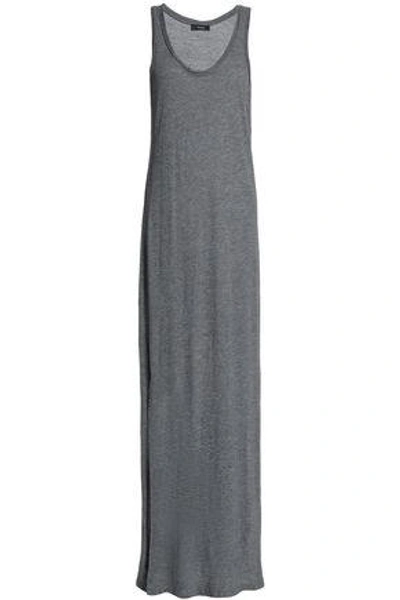 Shop Theory Woman Mélange Pima Cotton And Modal-blend Jersey Maxi Dress Gray