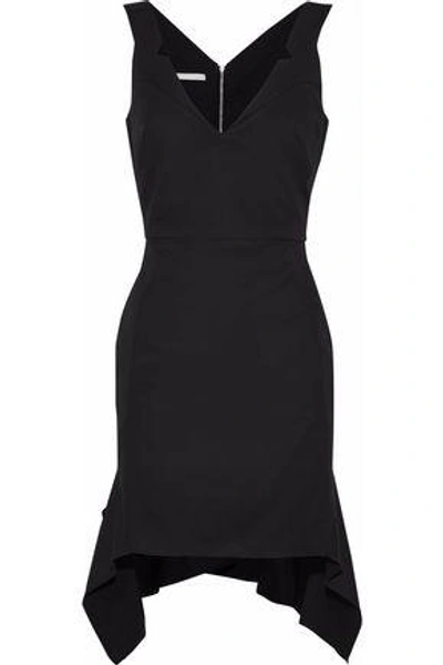 Shop Antonio Berardi Asymmetric Stretch-cotton Mini Dress In Black