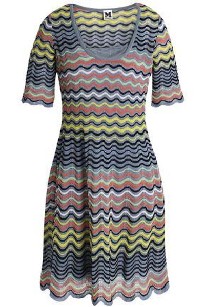 Shop M Missoni Woman Crochet-knit Cotton-blend Mini Dress Multicolor