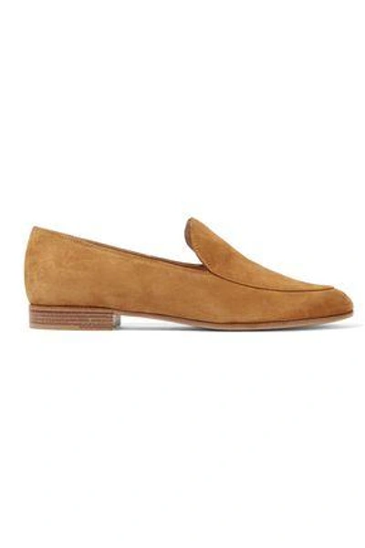 Shop Gianvito Rossi Woman Marcel Suede Loafers Camel