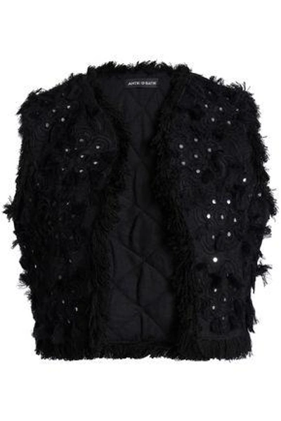 Shop Antik Batik Woman Sequin-embellished Cotton-jacquard Vest Black