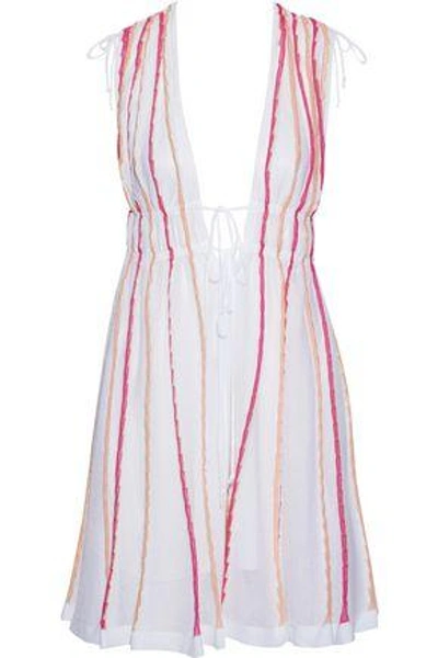 Shop M Missoni Woman Metallic Knitted Cotton-blend Playsuit Off-white