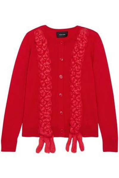 Shop Simone Rocha Woman Braided Merino Wool, Silk And Cashmere-blend Cardigan Red