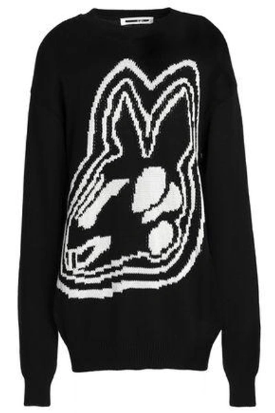 Shop Mcq By Alexander Mcqueen Woman Intarsia Cotton Sweater Black