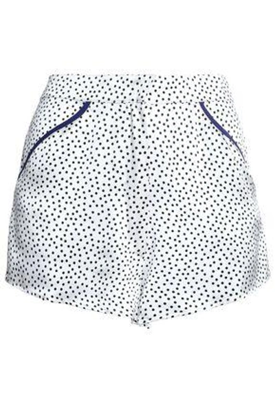 Shop Fleur Du Mal Woman Polka-dot Silk-satin Pajama Shorts White