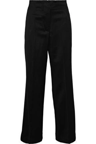 Shop By Malene Birger Wool-blend Twill Straight-leg Pants In Black