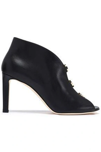 Shop Jimmy Choo Woman Lorna 85 Cutout Embellished Leather Ankle Boots Black
