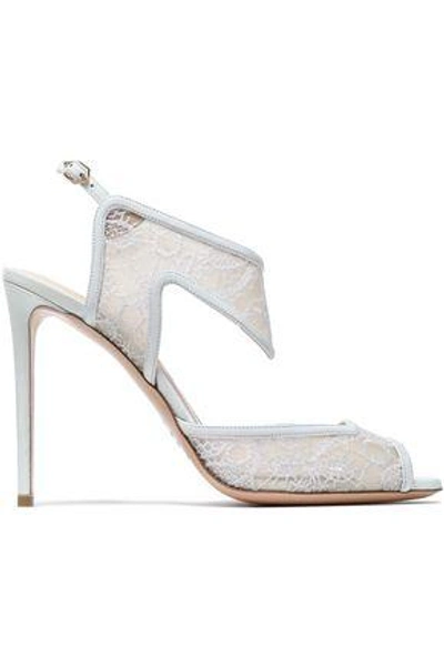 Shop Nicholas Kirkwood Leather-trimmed Embroidered Mesh Sandals In White
