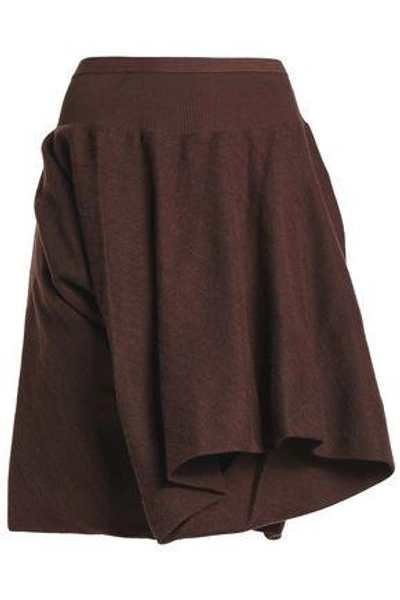 Shop Rick Owens Woman Layered Wool And Silk-blend Shorts Chocolate
