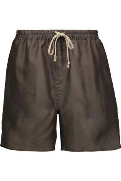 Shop Rick Owens Woman Silk-organza Shorts Anthracite