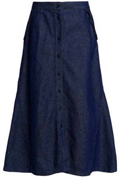 Shop Maje Woman Denim Midi Skirt Dark Denim