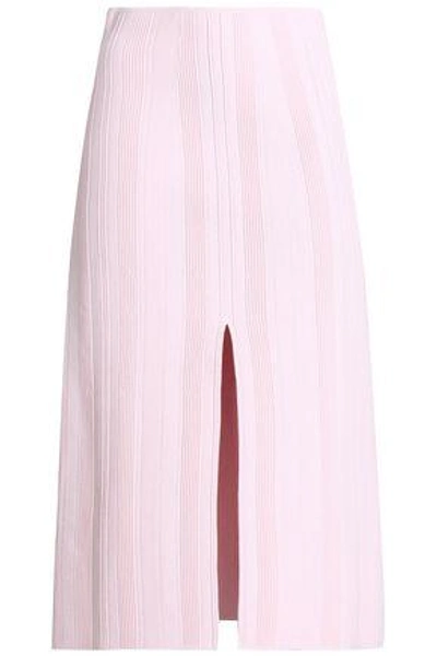 Shop Proenza Schouler Woman Marled Knitted Midi Skirt Baby Pink