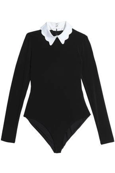 Shop Alice And Olivia Becker Crepe Bodysuit In Black