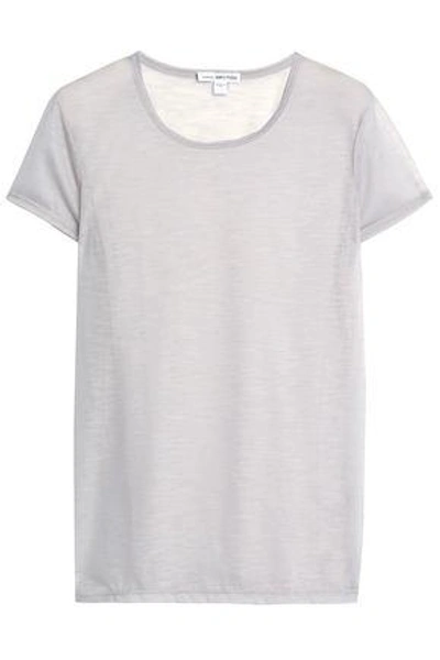 Shop James Perse Woman Slub Wool-blend Jersey T-shirt Light Gray