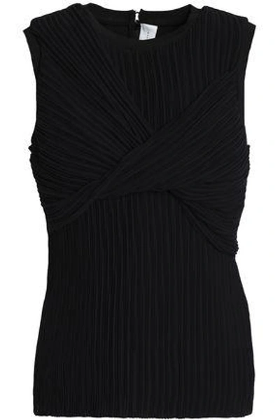 Shop Victoria Victoria Beckham Victoria, Victoria Beckham Woman Wrap-effect Pleated Georgette Top Black