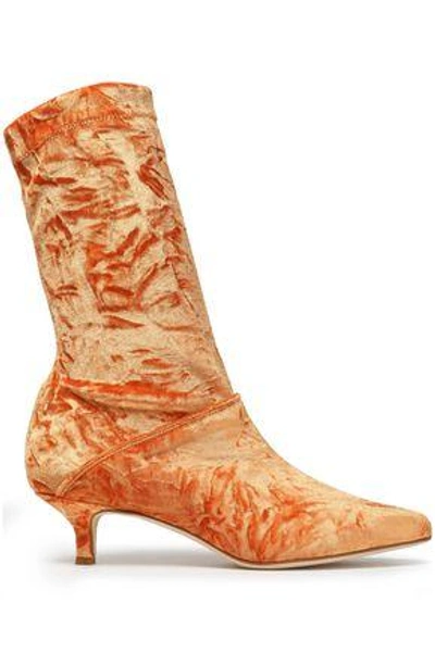 Shop Tibi Woman Harper Crushed-velvet Sock Boots Marigold