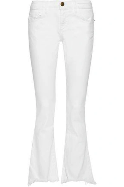 Shop Current Elliott Woman The Flip Flop Frayed Mid-rise Flared Jeans White