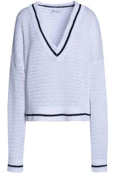 Shop Amanda Wakeley Woman Scale Open-knit Cotton Sweater White