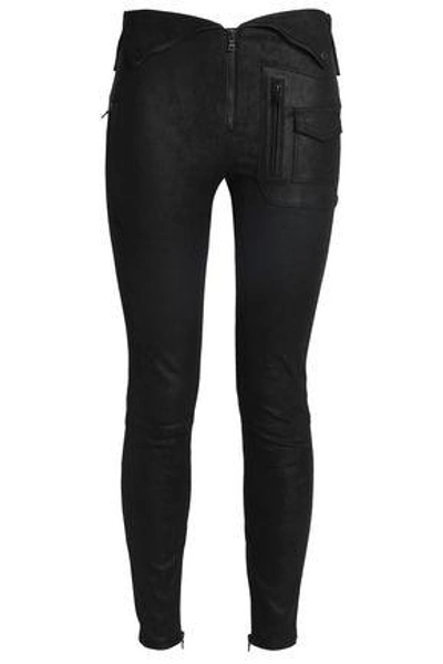 Shop Rta Woman Layered Metallic Leather Skinny Pants Black