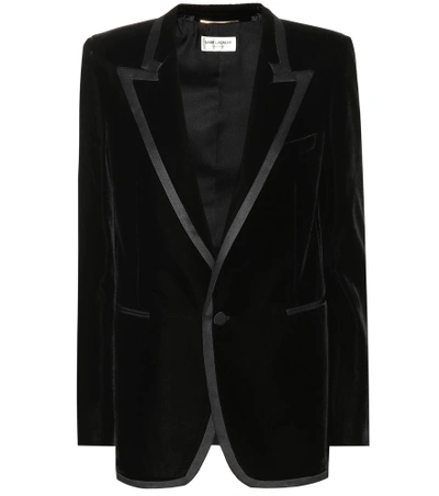 Shop Saint Laurent Velvet Blazer In Black