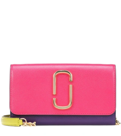 Shop Marc Jacobs Snapshot Leather Shoulder Bag In Pink