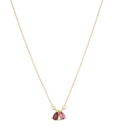 Shop Aliita Tu Y Yo Gota 9kt Gold Necklace With Garnet And Tourmaline