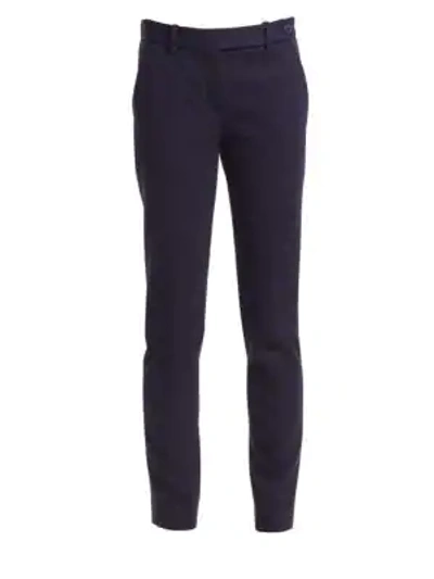 Shop Theory Slim-fit Pintuck Ankle-length Pants In Navy Melange