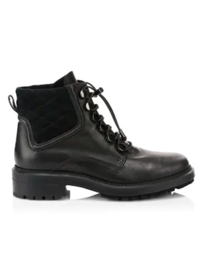 Shop Aquatalia Linda Leather Combat Boots In Black