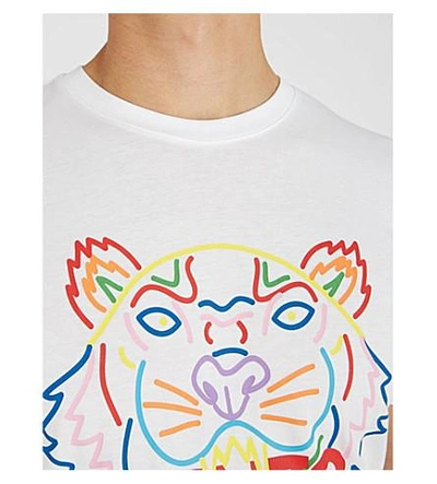 Shop Kenzo Tiger-print Cotton-jersey T-shirt In White