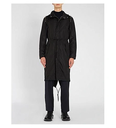 Shop Valentino Rockstud-detail Hooded Shell Parka Coat In Black