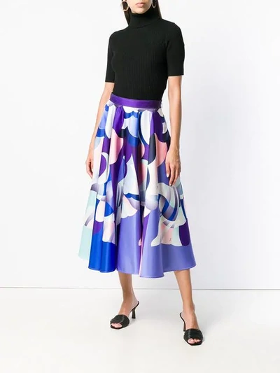 Shop Emilio Pucci Printed Midi Skirt In Blue