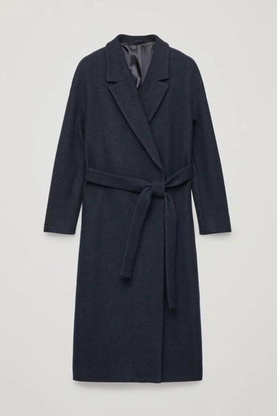 Shop Cos Oversized Belted Wool Coat In Blue