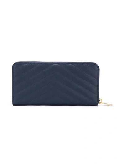 Shop Saint Laurent 'monogram' Wallet - Blue
