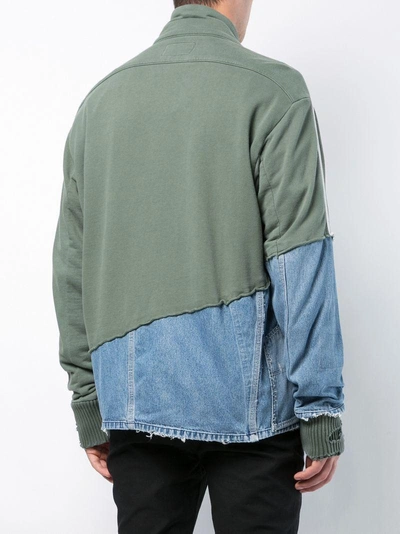 Shop Greg Lauren Distressed Patchwork Jacket - Blue