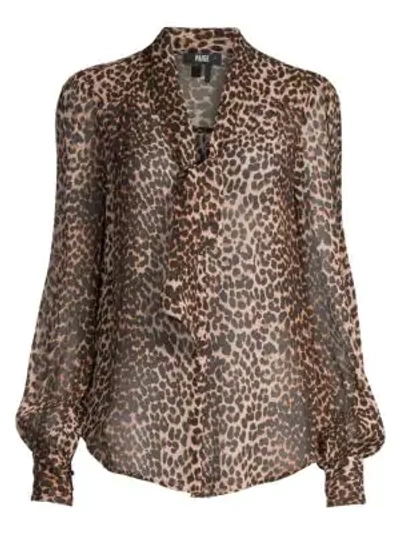 Shop Paige Cleobelle Leopard Silk V-neck Blouse In Natural Leopard
