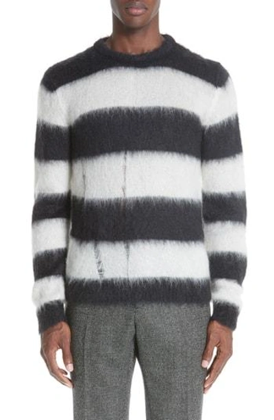 Shop Saint Laurent Stripe Mohair Blend Crewneck Sweater In 1095 Multi