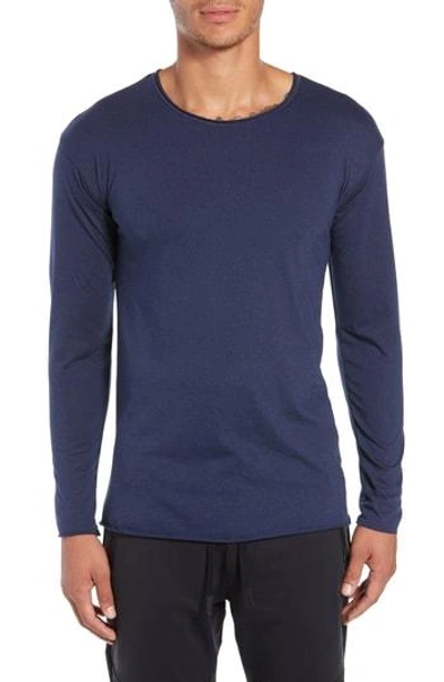 Shop Alo Yoga The Ultimate Slim Fit Long Sleeve Shirt In Solid Navy Triblend