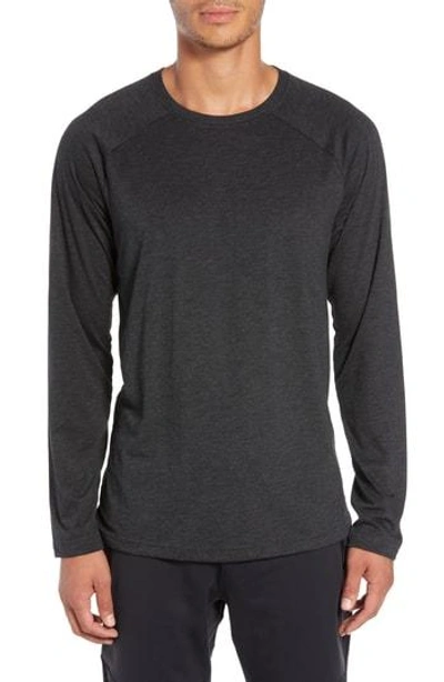Shop Alo Yoga Triumph Raglan Long Sleeve T-shirt In Charcoal Black Triblend